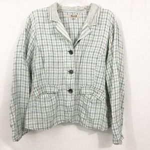 FLAX 3 Button Linen Blazer Jacket Size M NWOT